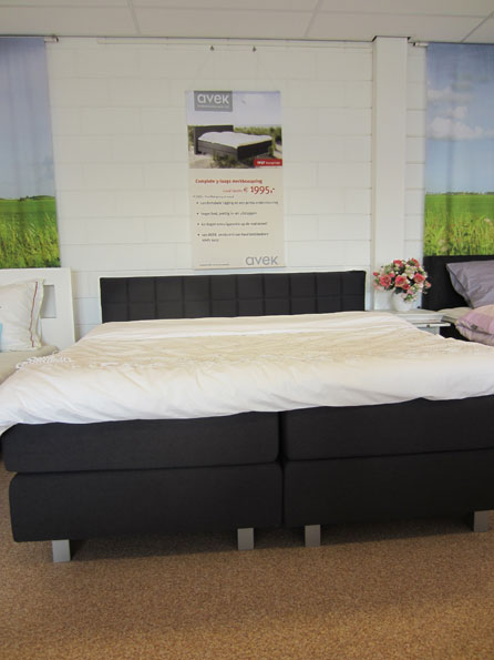 Aanbieding Avek boxspring in mooie stoffen verkrijgbaar.
